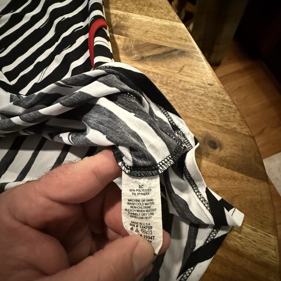 IC By Connie K Top 3/4 Sleeve Nautical Striped Print Oversized USA Made XL - Picture 8 of 9